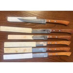 Vintage Set Of 6 Steak Knives By Color Craft Japan  Stainless Steel